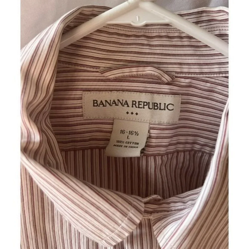 Banana Republic Mens Striped Cotton Button Down Shirt Large 16-16.5
